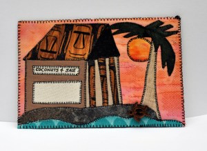 Tiki Hut Tropical Beach Postcard