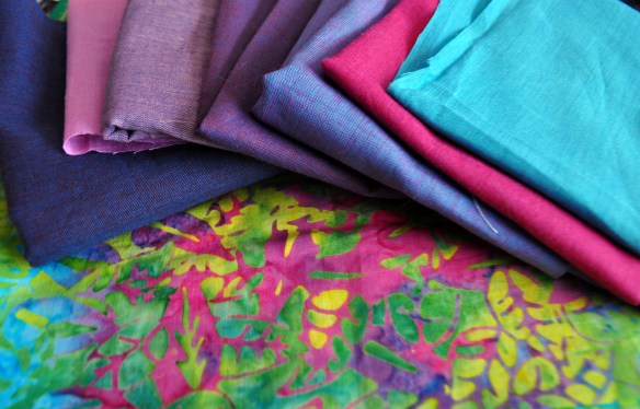 Kaffe Fassett Shot Cottons and a Batik