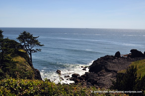 Yaquina Head Natural Area with Tall Ships in the Distance