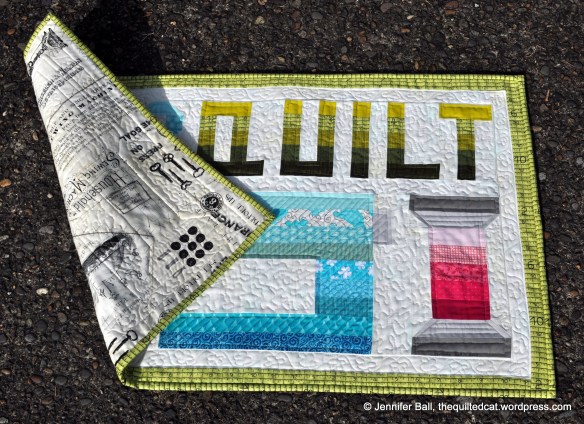 I Love 2 Quilt - With Backing Fabric Showing